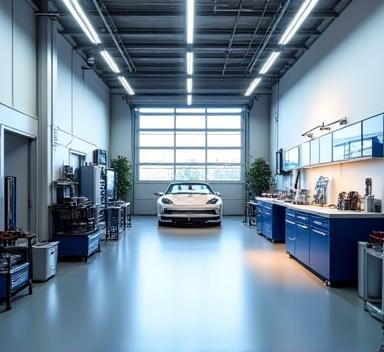 Intérieur de l’atelier Éclat Auto Detailing Paris
